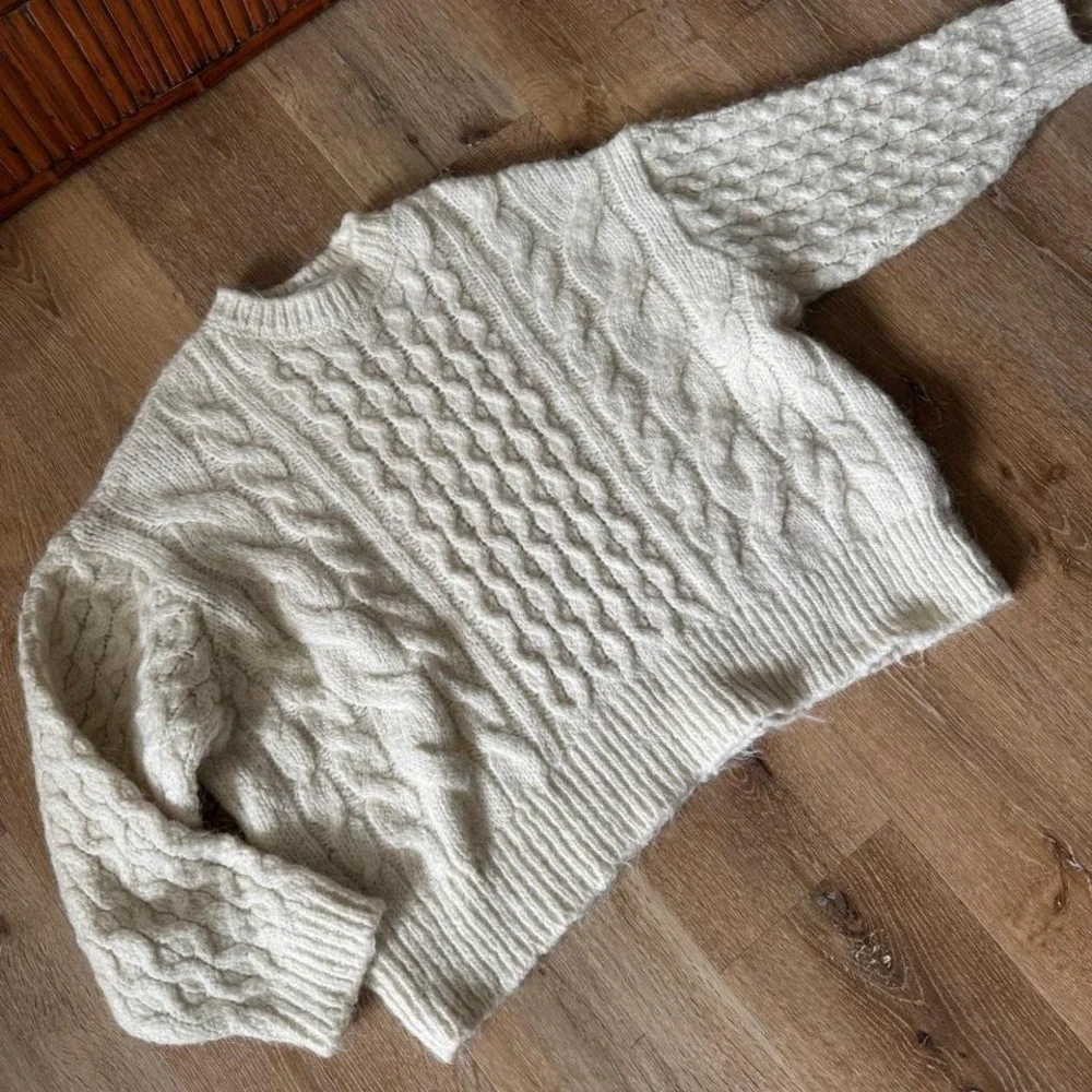 Zara Cream Cable Knit Jumper Sweater Size M‎ - Picture 3 of 5